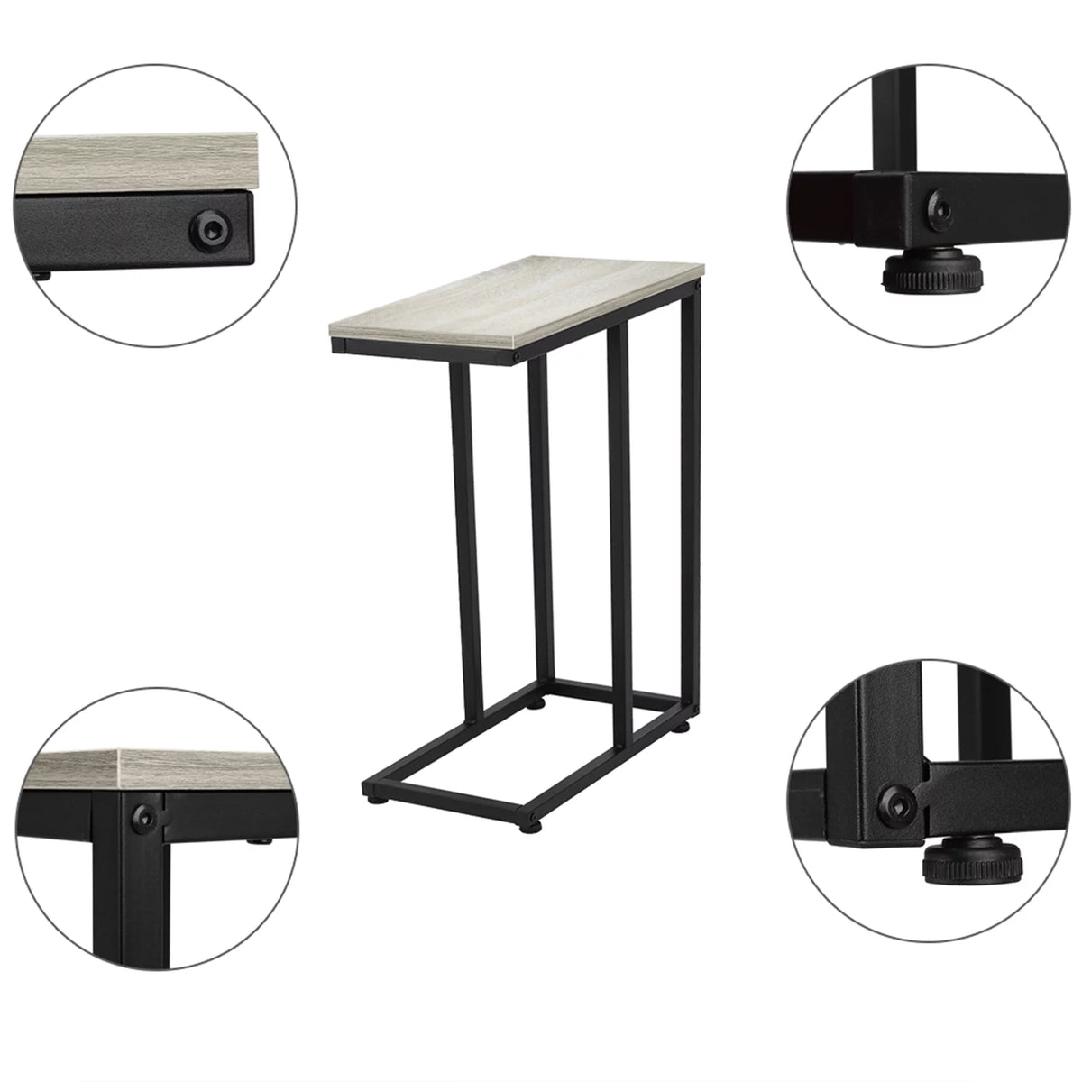 Coffee Table, Iron Sofa Accent Table Wood Grain P4102
