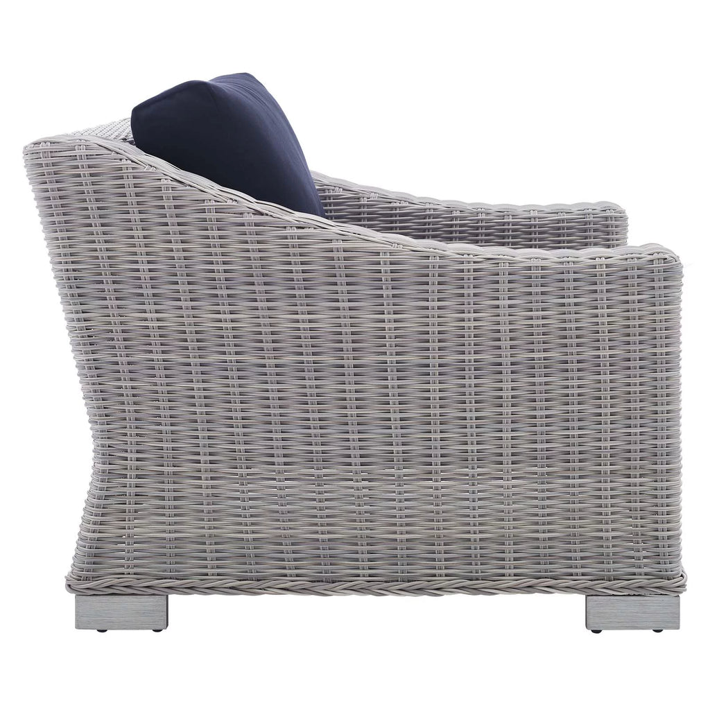 Light Gray Navy Wicker Rattan Outdoor Patio Armchair X178385