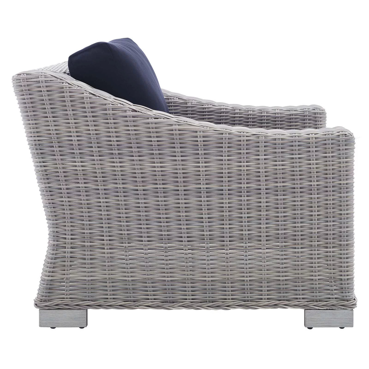Light Gray Navy Wicker Rattan Outdoor Patio Armchair X178385