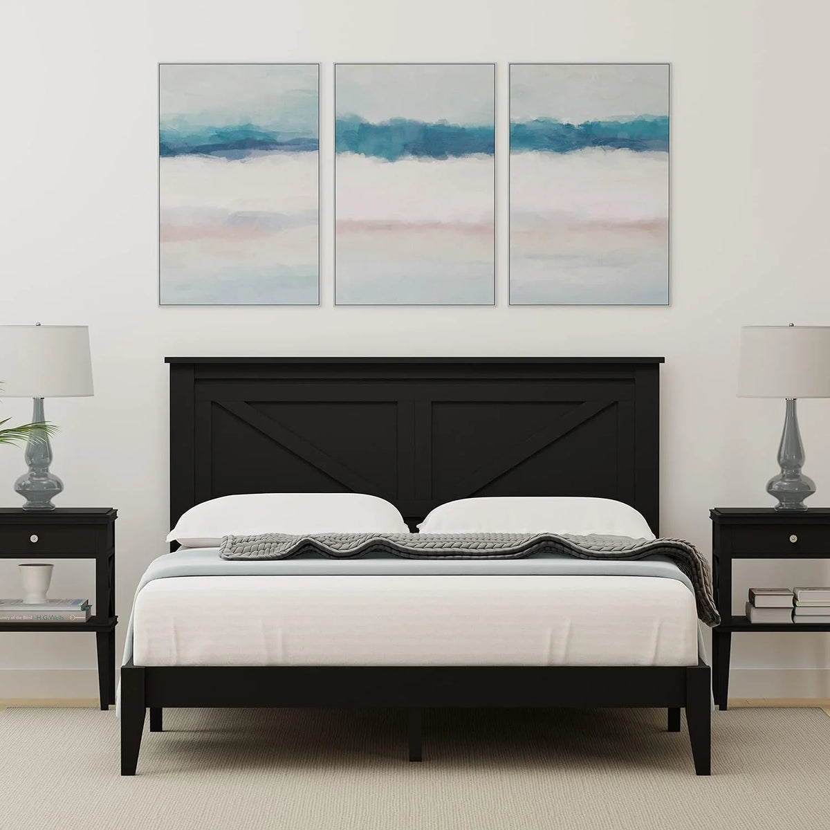 Queen Size Solid Wood Platform Bed R1604