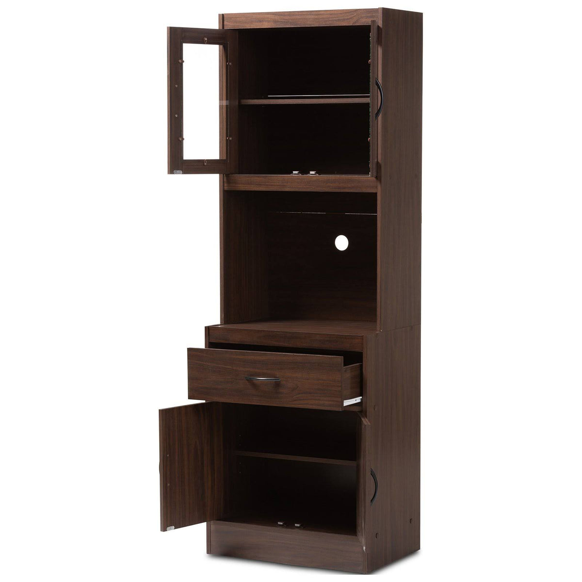 White and Cherry Kitchen Cabinet and Hutch L48901