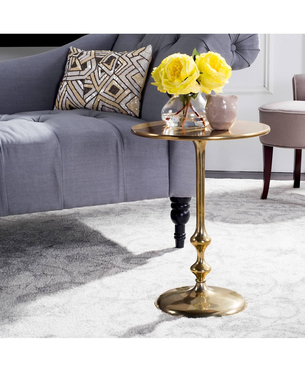 Antique Brass Round Side Table T67680