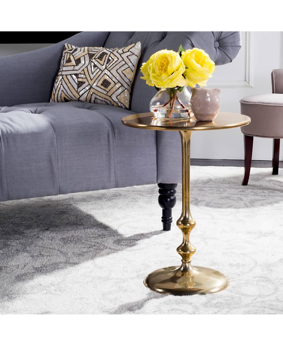 Antique Brass Round Side Table T67680