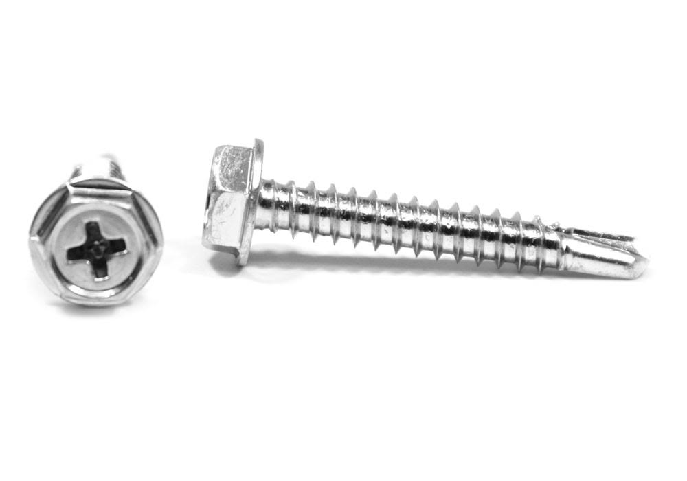 #6-20 x 2 Self Drilling Screw Phillips Hex Washer Head Low Carbon Steel Zinc Plated Pk 4000 A2115