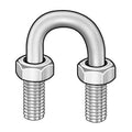 U Bolt, Zinc, 1/2-13, Pipe 3 in, Pk 50 Q11179