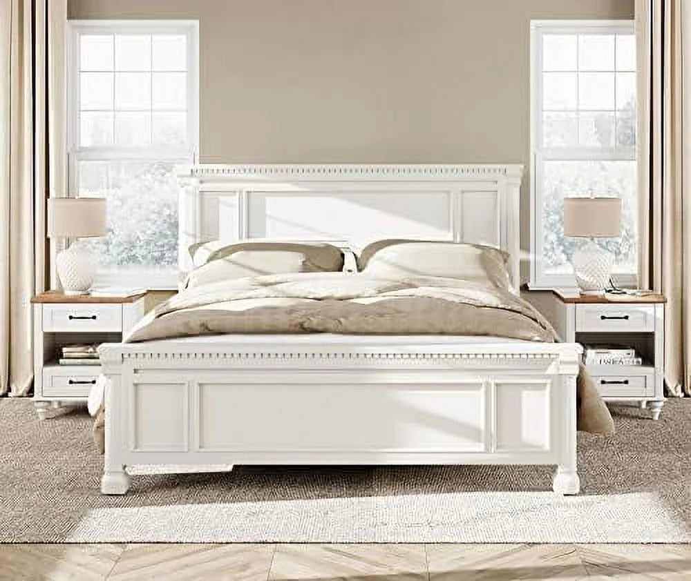Farmhouse End Tables with Charging Station 2 Drawers Oak L77787