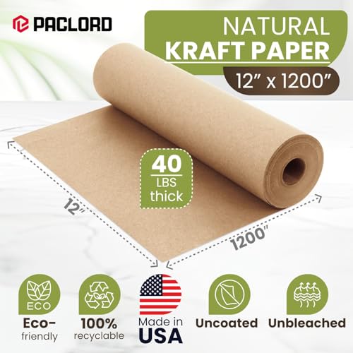 12" x 1200" Natural Kraft Paper Roll E350