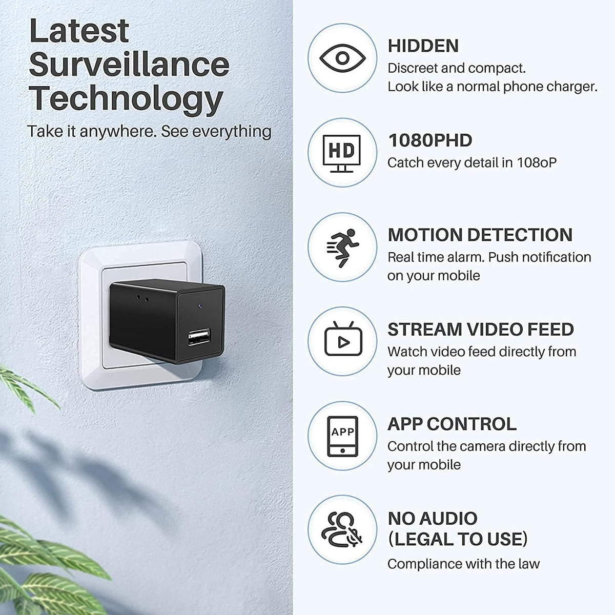 1080P WiFi Indoor Security Camera with Audio and Video Motion Detection Z92966
