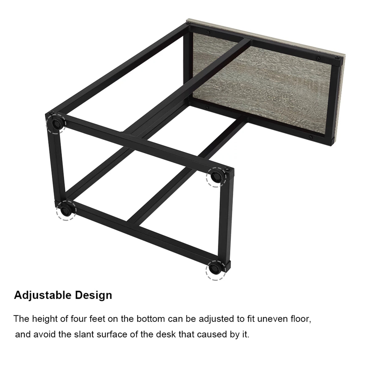 Coffee Table, Iron Sofa Accent Table Wood Grain P4102