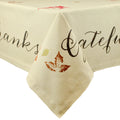 Ivory Rustic Leaves Print Rectangular Tablecloth 60" x 104" R348