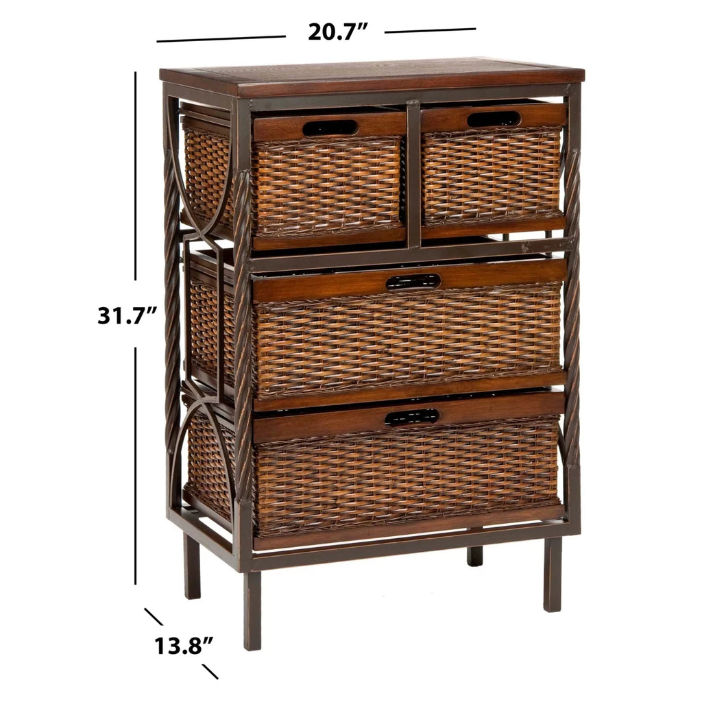 4-Drawer Storage Unit Teak A227