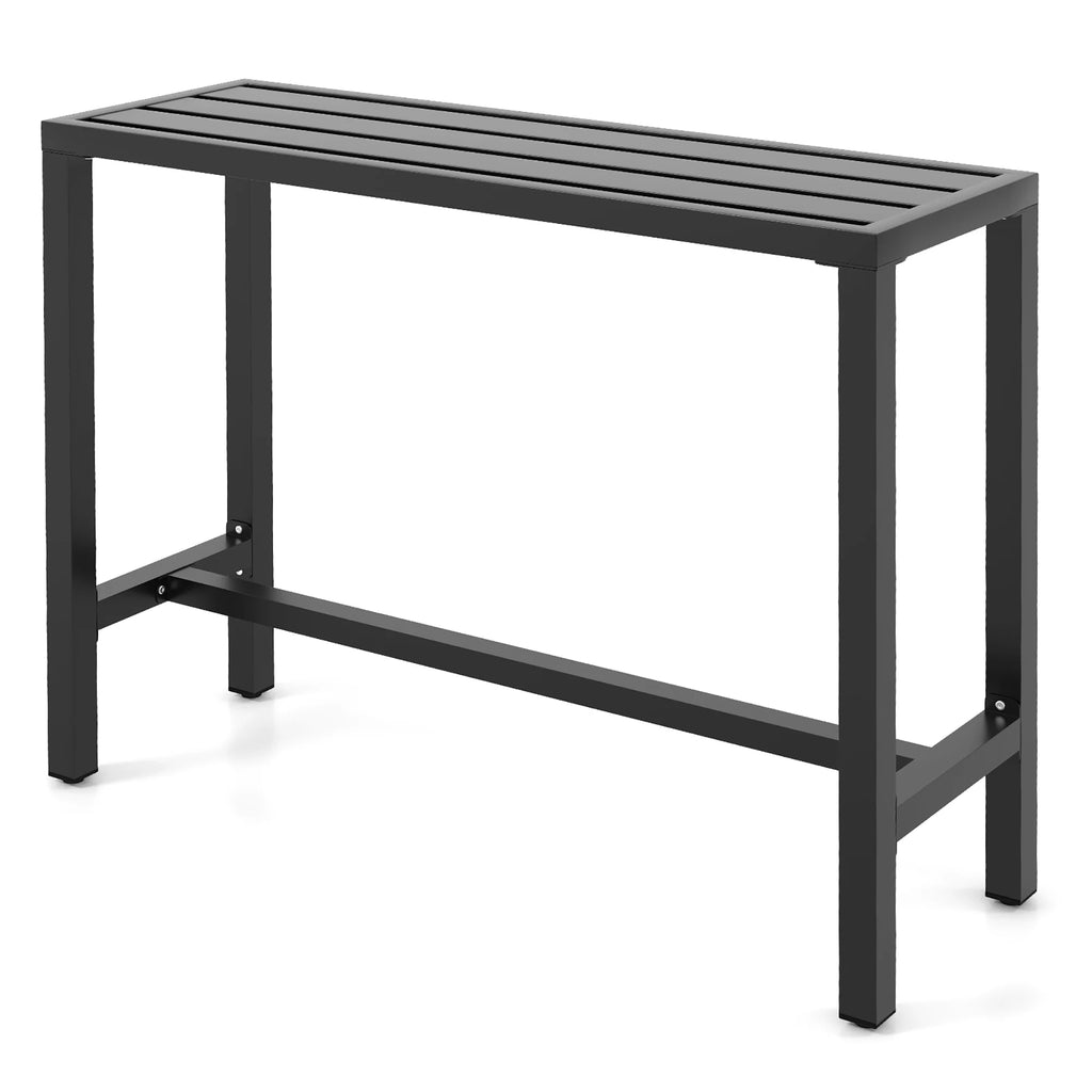 Outdoor Metal Bar Table 55'' Patio Counter Height Dining Table Black U85793