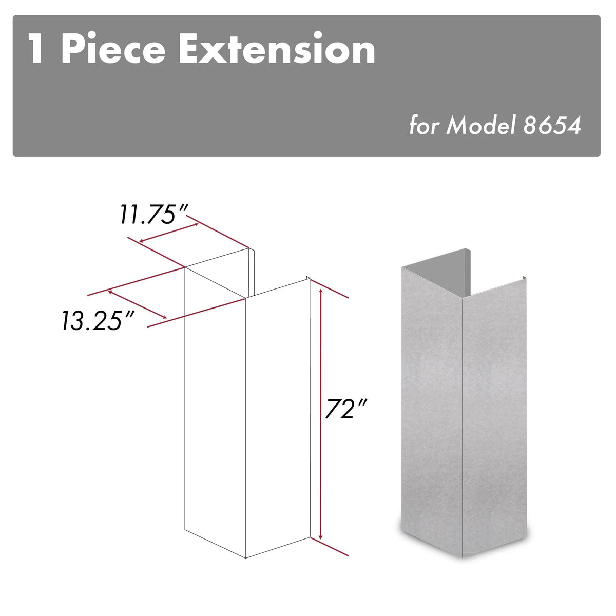 72 in. Stainless Steel Extended Chimney D6083