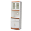 White and Cherry Kitchen Cabinet and Hutch L48901