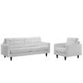 2 Piece White Leather Tufted Sofa Set G327344