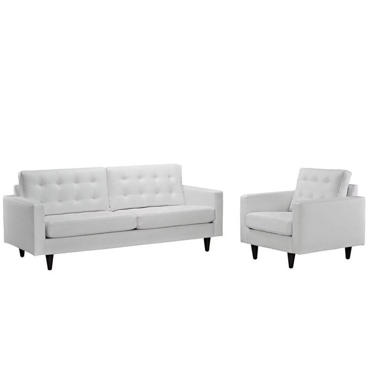 2 Piece White Leather Tufted Sofa Set G327344