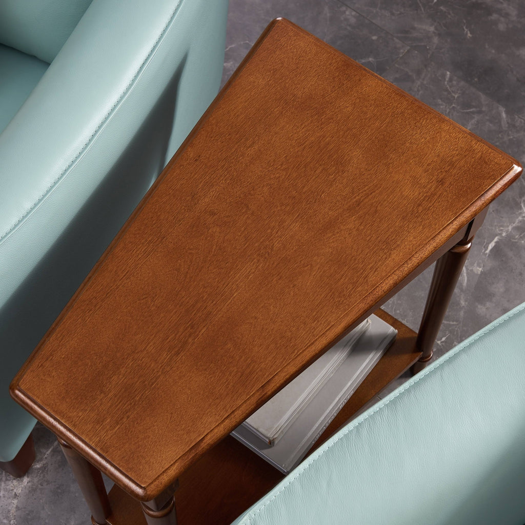Coastal Wedge Table with Shelf in Pecan N138