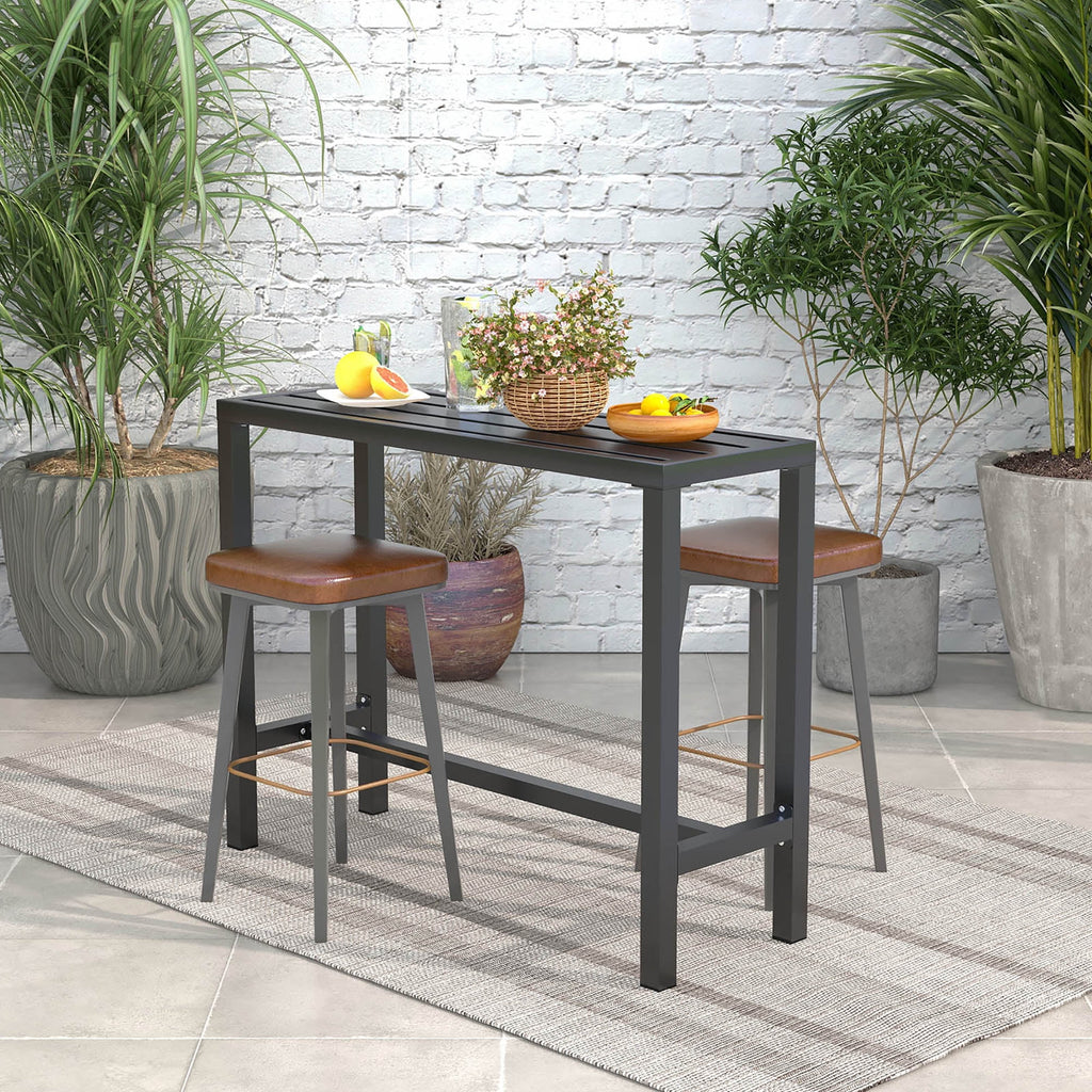 Outdoor Metal Bar Table 55'' Patio Counter Height Dining Table Black U85793
