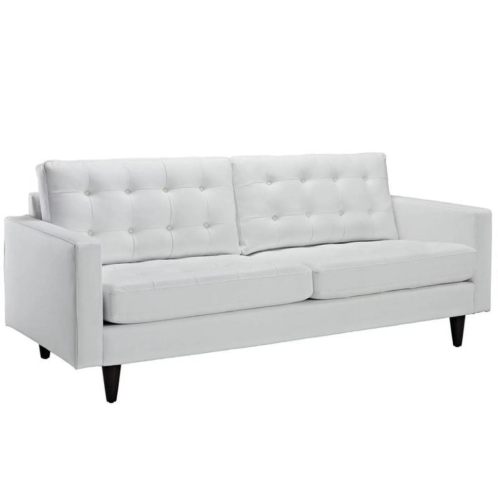 2 Piece White Leather Tufted Sofa Set G327344