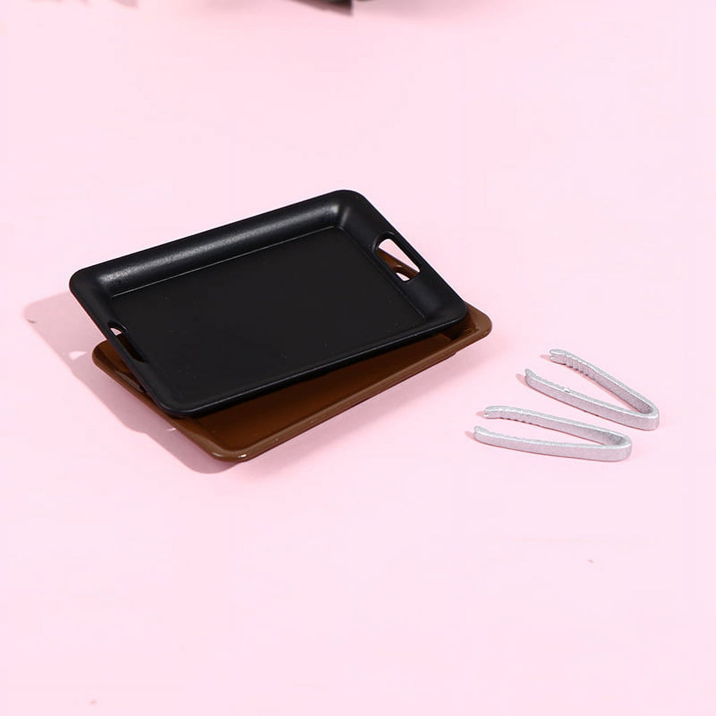 1/12 Dollhouse Miniature Metal Plate Tray with Clip Kitchen Toys N240
