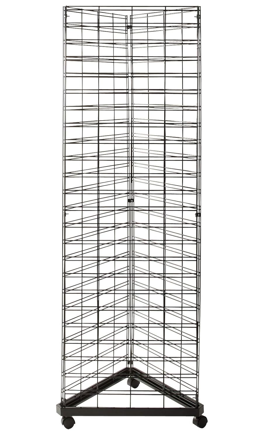 Black Triangle Slat Grid Tower with Base & Casters S9139