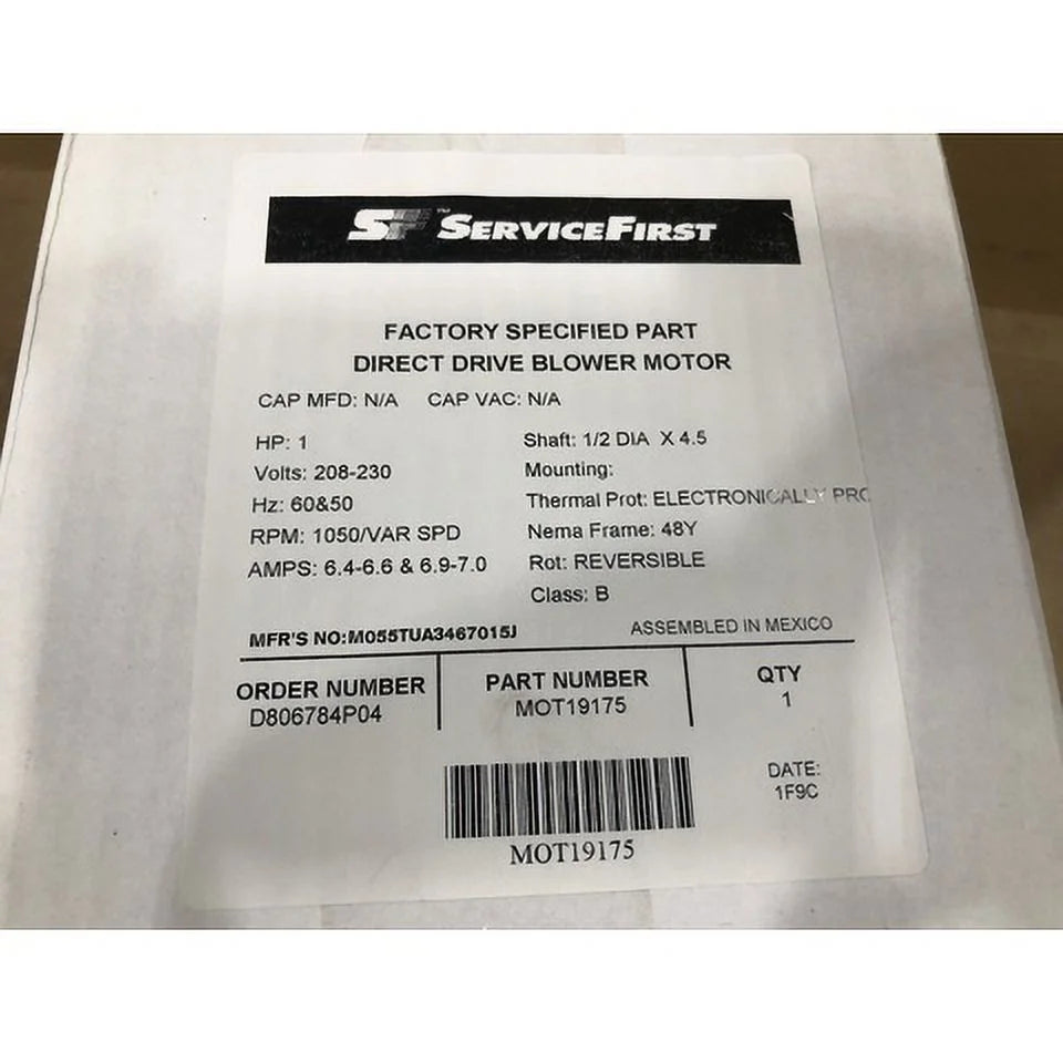 1 HP Direct Drive ECM Blower Motor 208-230/50-60/1 RPM 1050 Variable Speed M932613