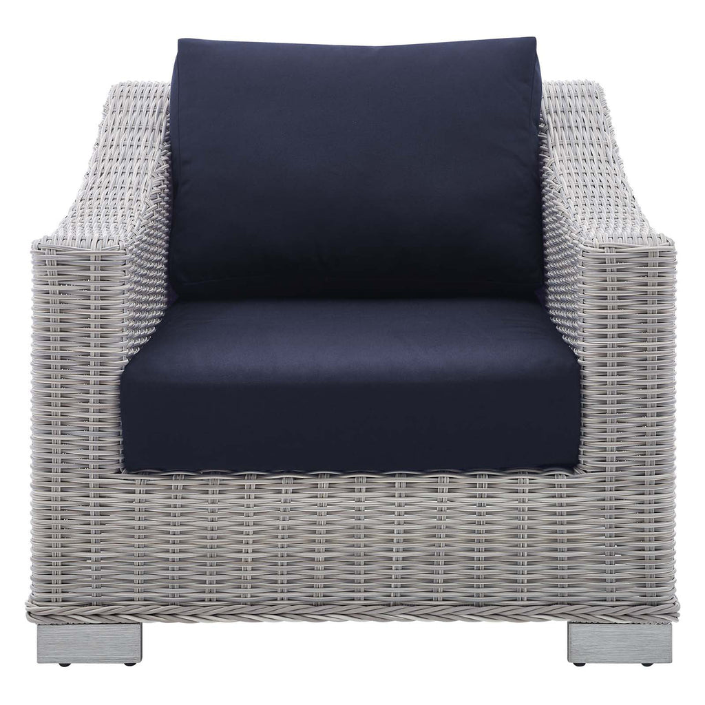 Light Gray Navy Wicker Rattan Outdoor Patio Armchair X178385