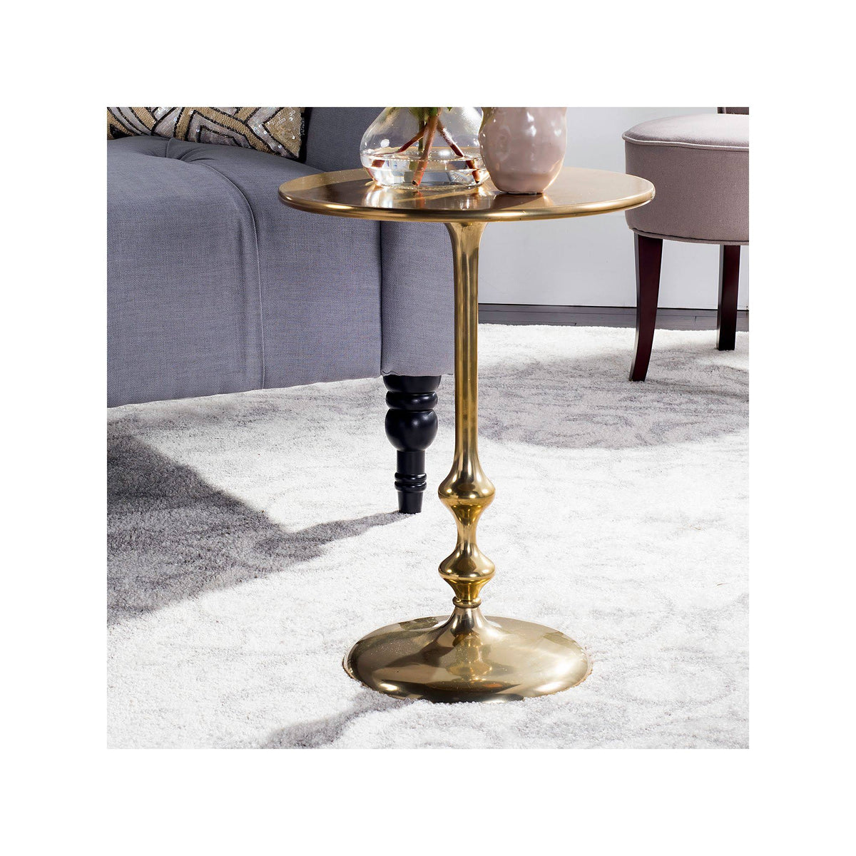 Antique Brass Round Side Table T67680