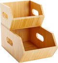 2 Pack Stackable Bamboo Wood Storage Bins X122