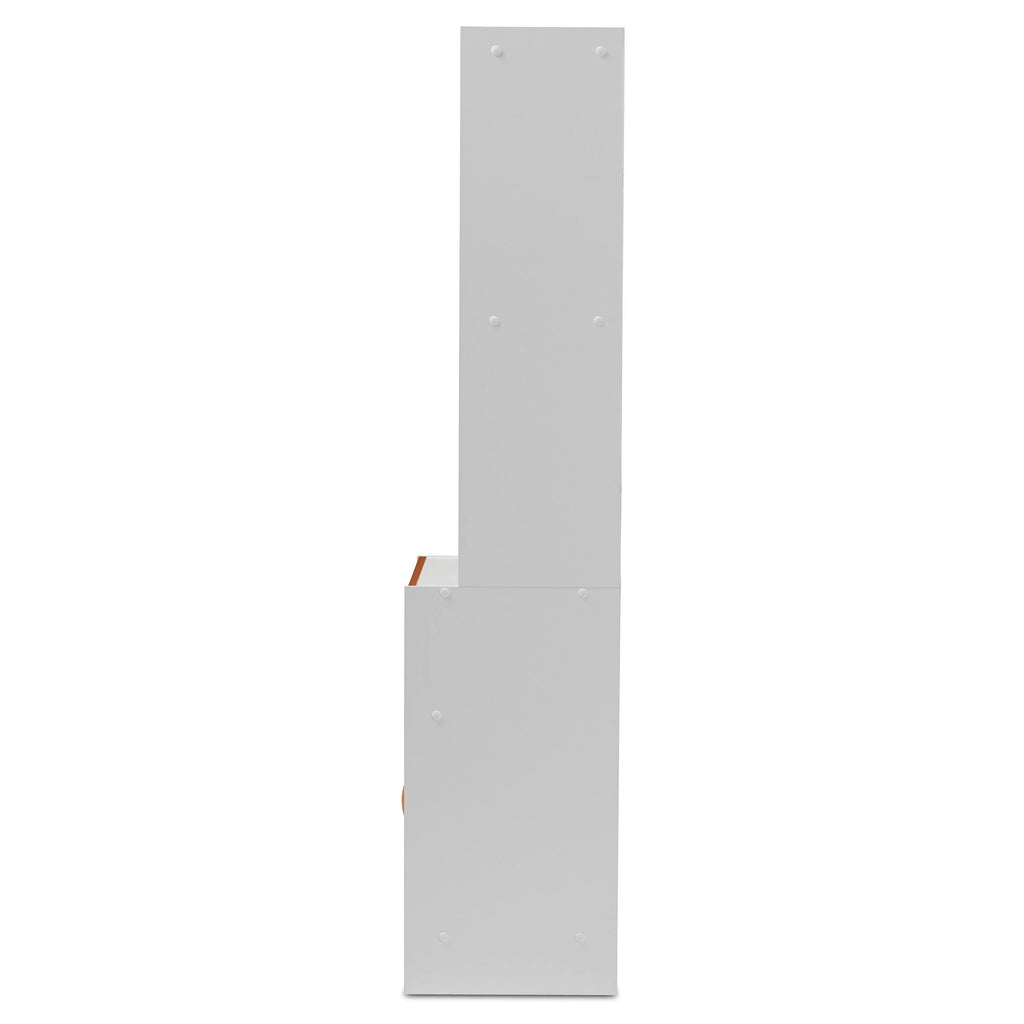 White and Cherry Kitchen Cabinet and Hutch L48901