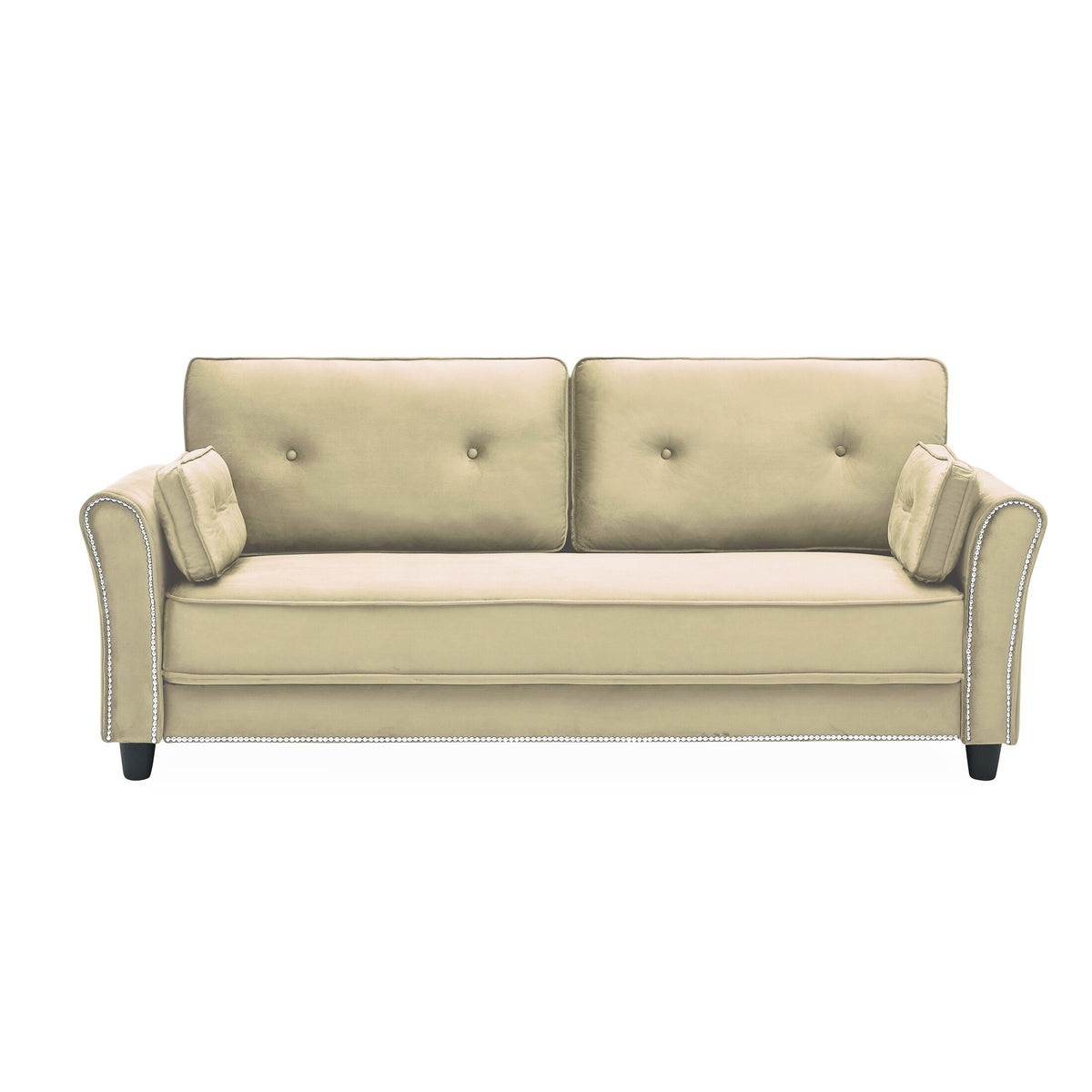Grey Velvet Loveseat Sofa with Two Pillows X72641