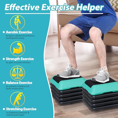 16" x 16" Adjustable Aerobic Stepper with 4 Risers, Green S34967