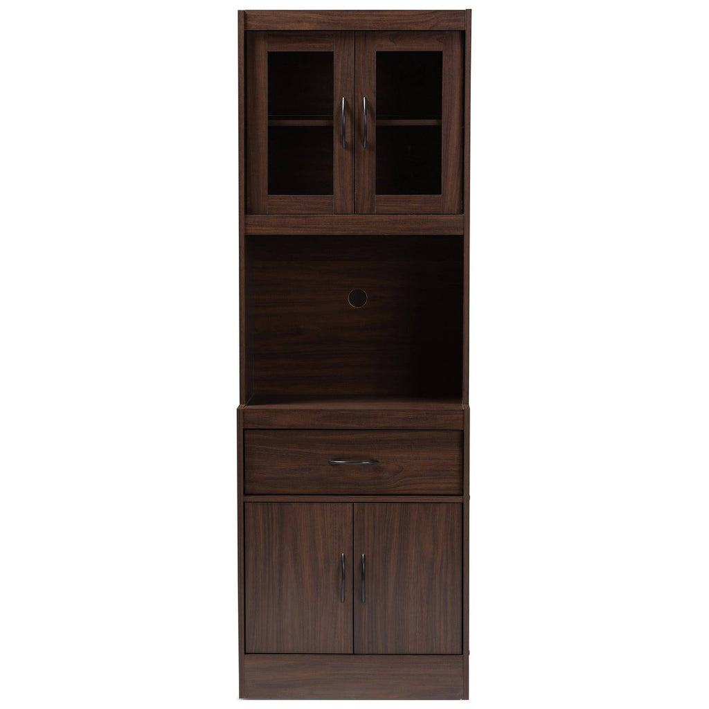 White and Cherry Kitchen Cabinet and Hutch L48901