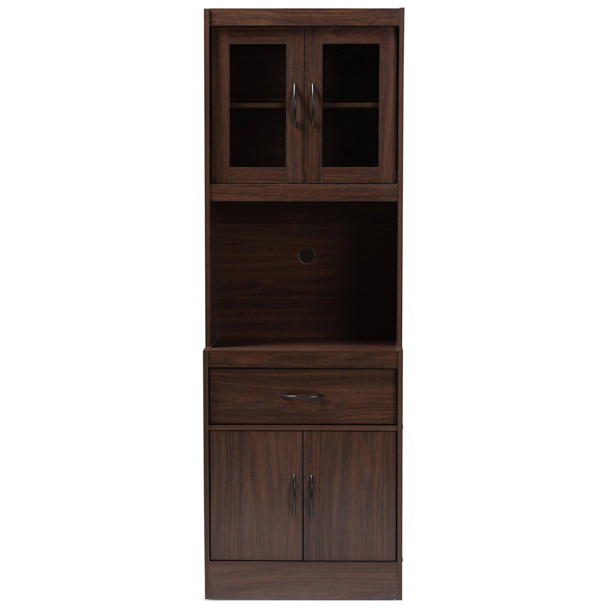 White and Cherry Kitchen Cabinet and Hutch L48901