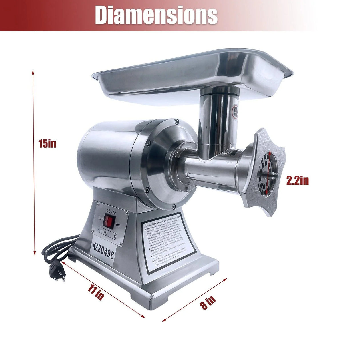 1100W Stainless Steel Commercial Electric Meat Grinder S603