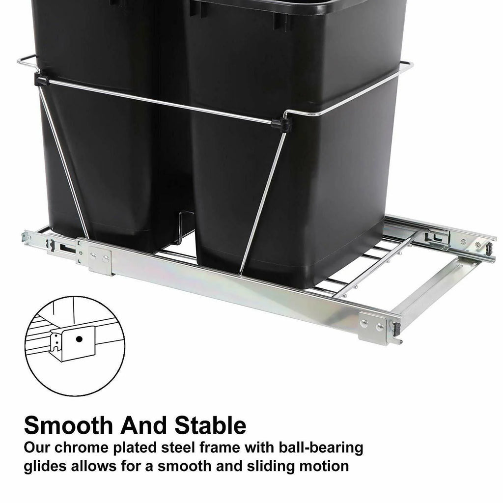 Double 35 Quart Pull Out Trash Kitchen Waste Container P355