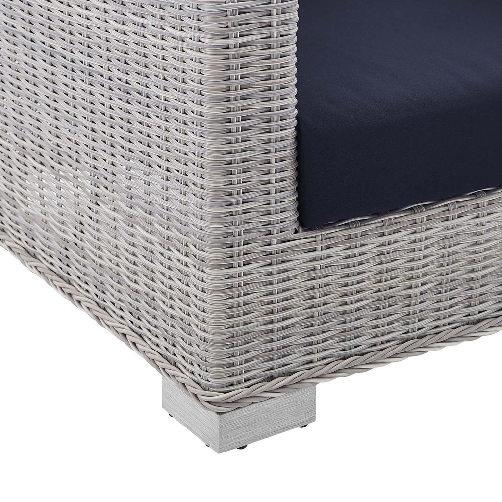 Light Gray Navy Wicker Rattan Outdoor Patio Armchair X178385