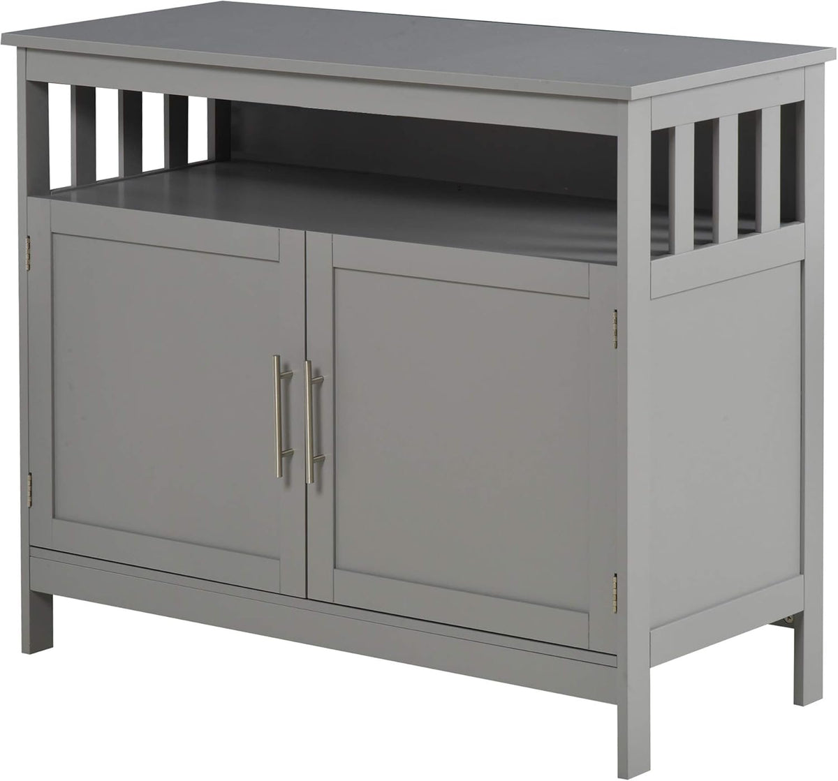 Black Wooden Kitchen Console Table with 2-Level Cabinet and Open Shelf E242303