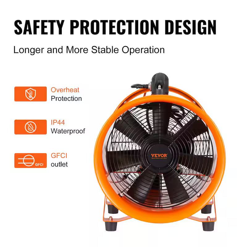 10 in. Heavy-Duty Portable Blower Fan with Duct Hose Q168