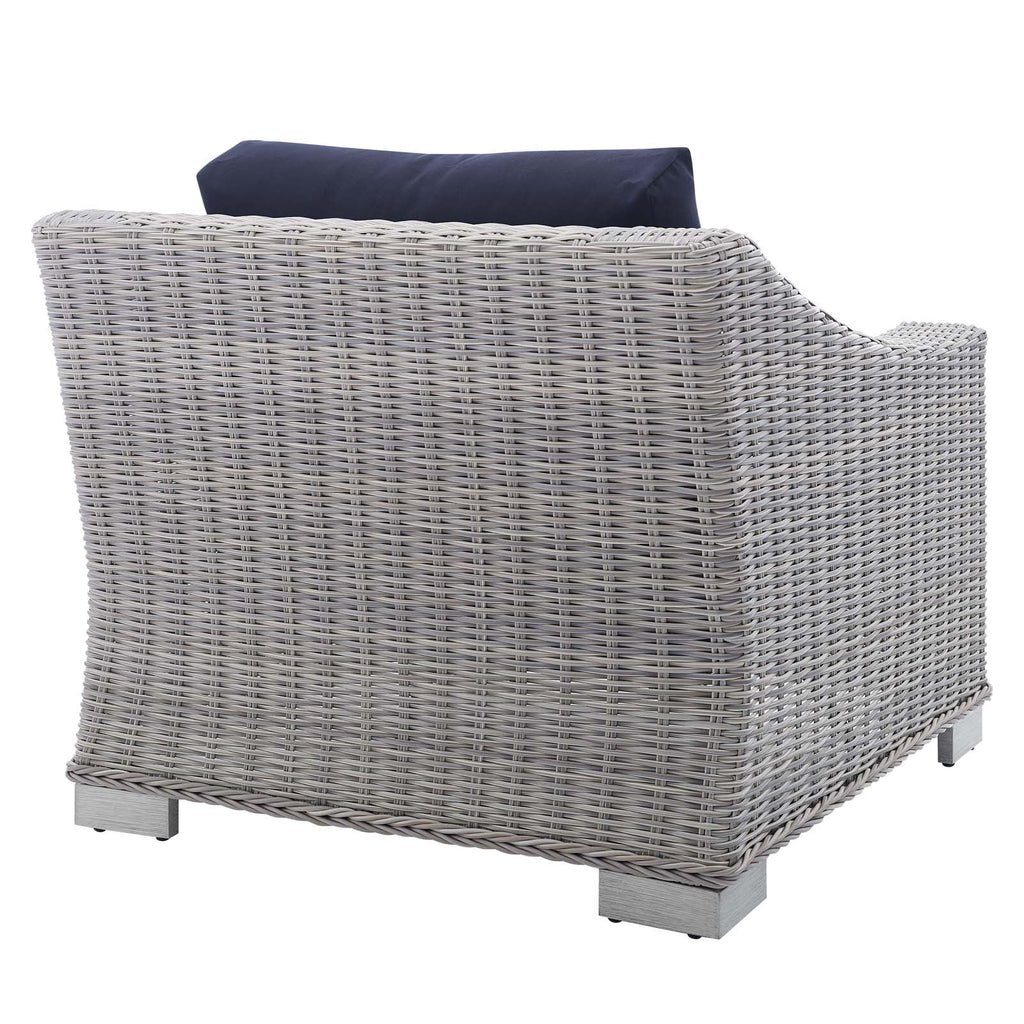 Light Gray Navy Wicker Rattan Outdoor Patio Armchair X178385