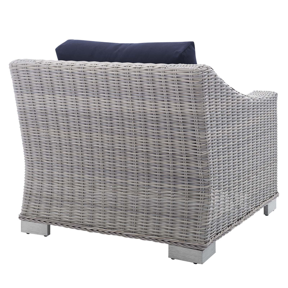 Light Gray Navy Wicker Rattan Outdoor Patio Armchair X178385