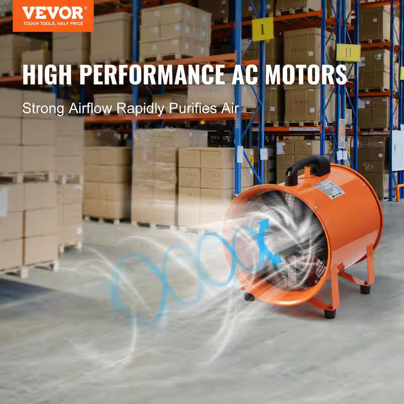 10 in. Heavy-Duty Portable Blower Fan with Duct Hose Q168