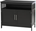 Black Wooden Kitchen Console Table with 2-Level Cabinet and Open Shelf E242303