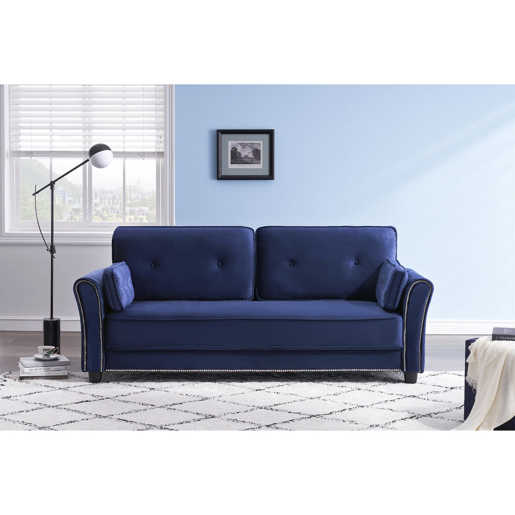 Grey Velvet Loveseat Sofa with Two Pillows X72641