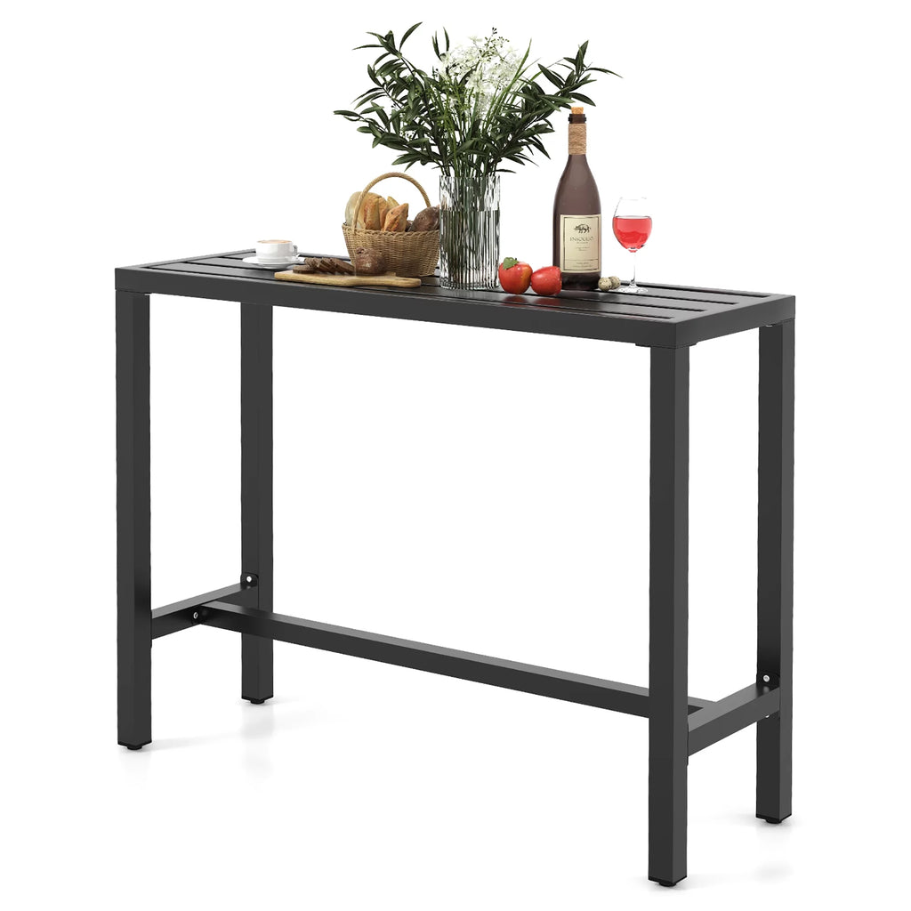 Outdoor Metal Bar Table 55'' Patio Counter Height Dining Table Black U85793