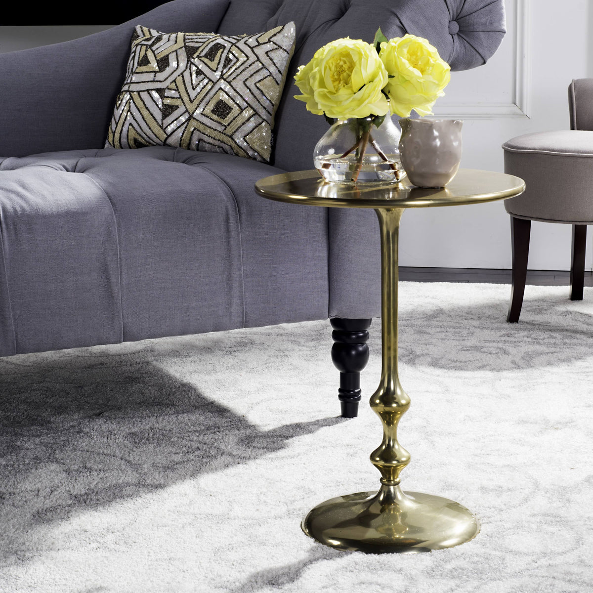 Antique Brass Round Side Table T67680