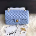 Blue Lambskin Leather Flap Bag J379