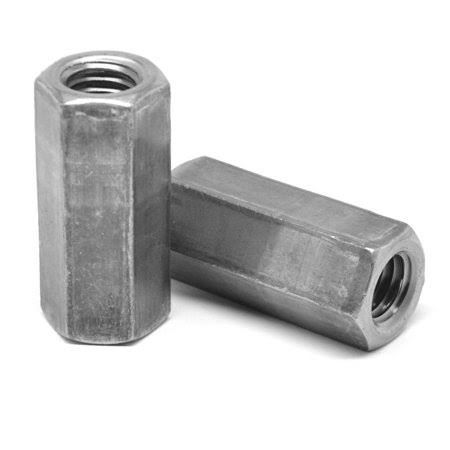1 1/8 inch-7 x W1 1/2 inch x L3 inch Coarse Thread Hex Rod Coupling Nut Low Carbon Steel Plain Finish Pk 25 D2199