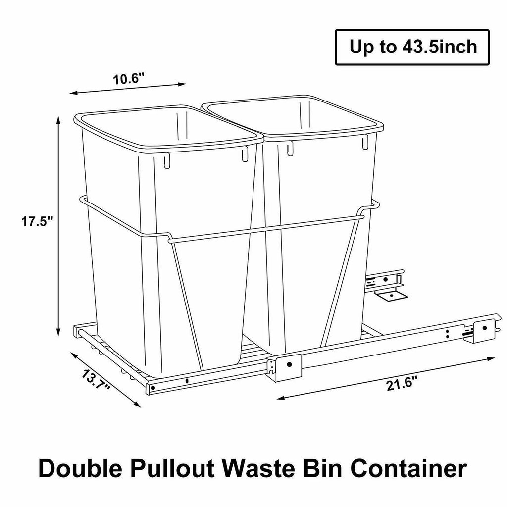 Double 35 Quart Pull Out Trash Kitchen Waste Container P355