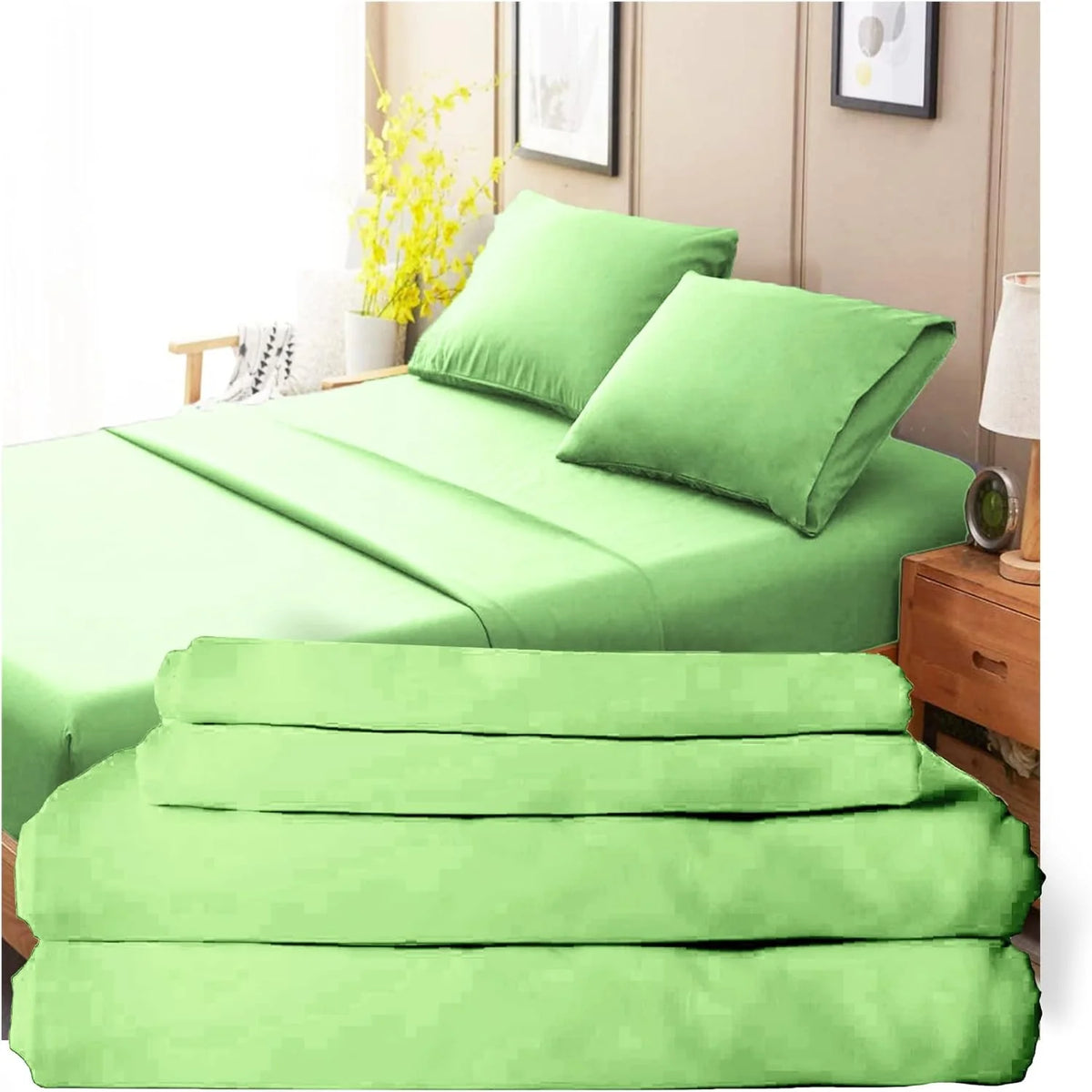 100% Cotton 4 Pcs King Size Bed Sheets Q9586